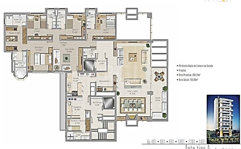 Apartamento para alugar com 4 quartos, 302m² - Foto 81